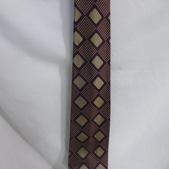Burgundy and gold necktie, men's tie, brand unknown, mint condition - Picture 7 of 7